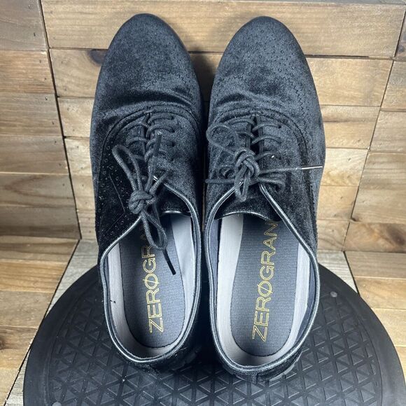 Cole Haan ZeroGrand Womens Size 10.5B Wingtip Oxfords Black Velvet Casual Shoes - Picture 5 of 10